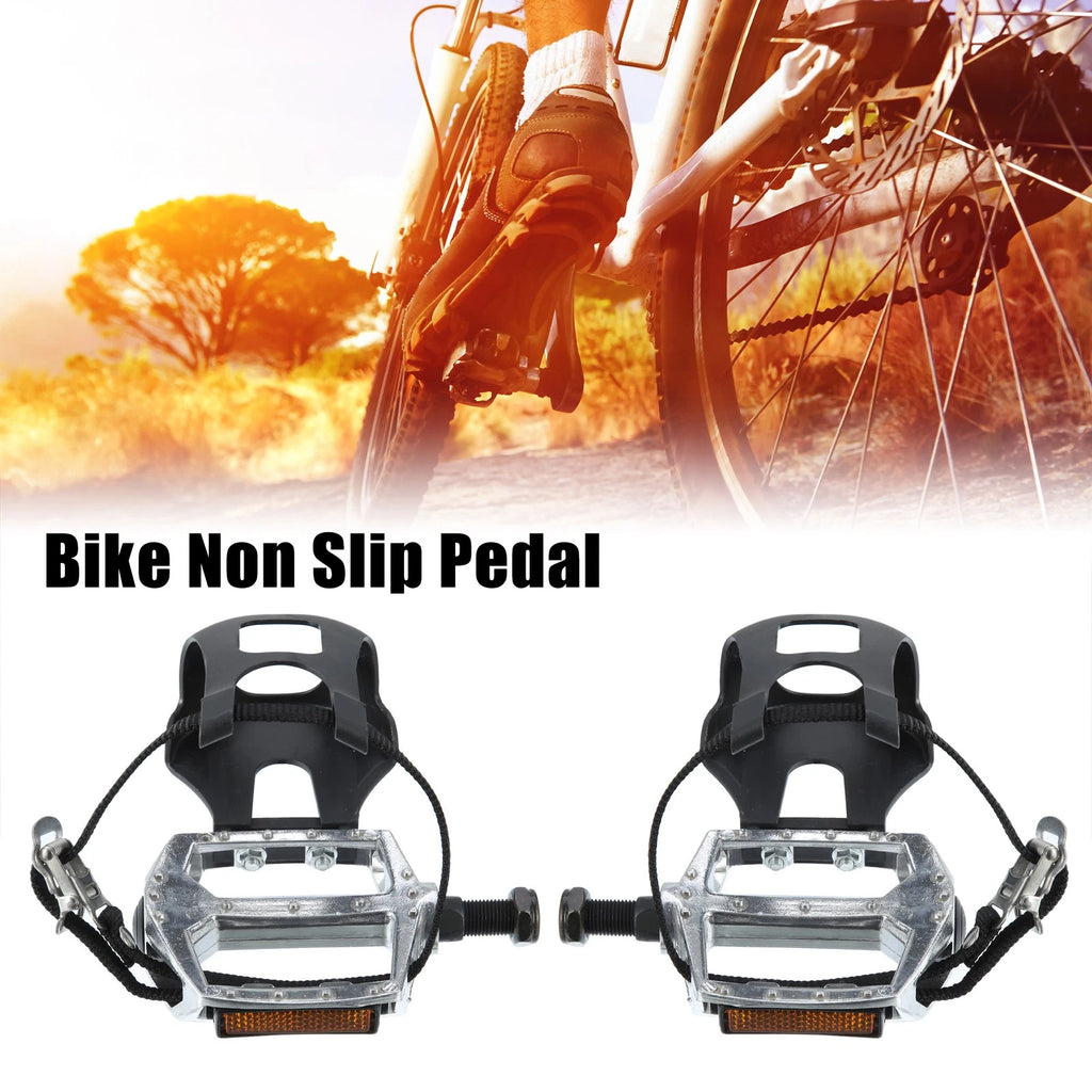 Bike Pedals Pair 1/2 Inch with Toe Clips for Universal (2000–2025)