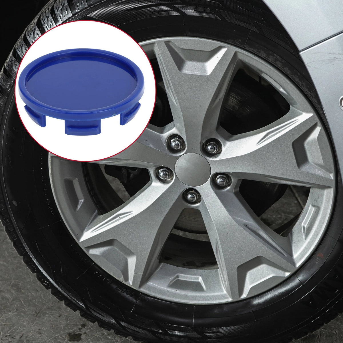 Set of 4 Universal 58mm Wheel Center Hub Caps Snap-in Blue