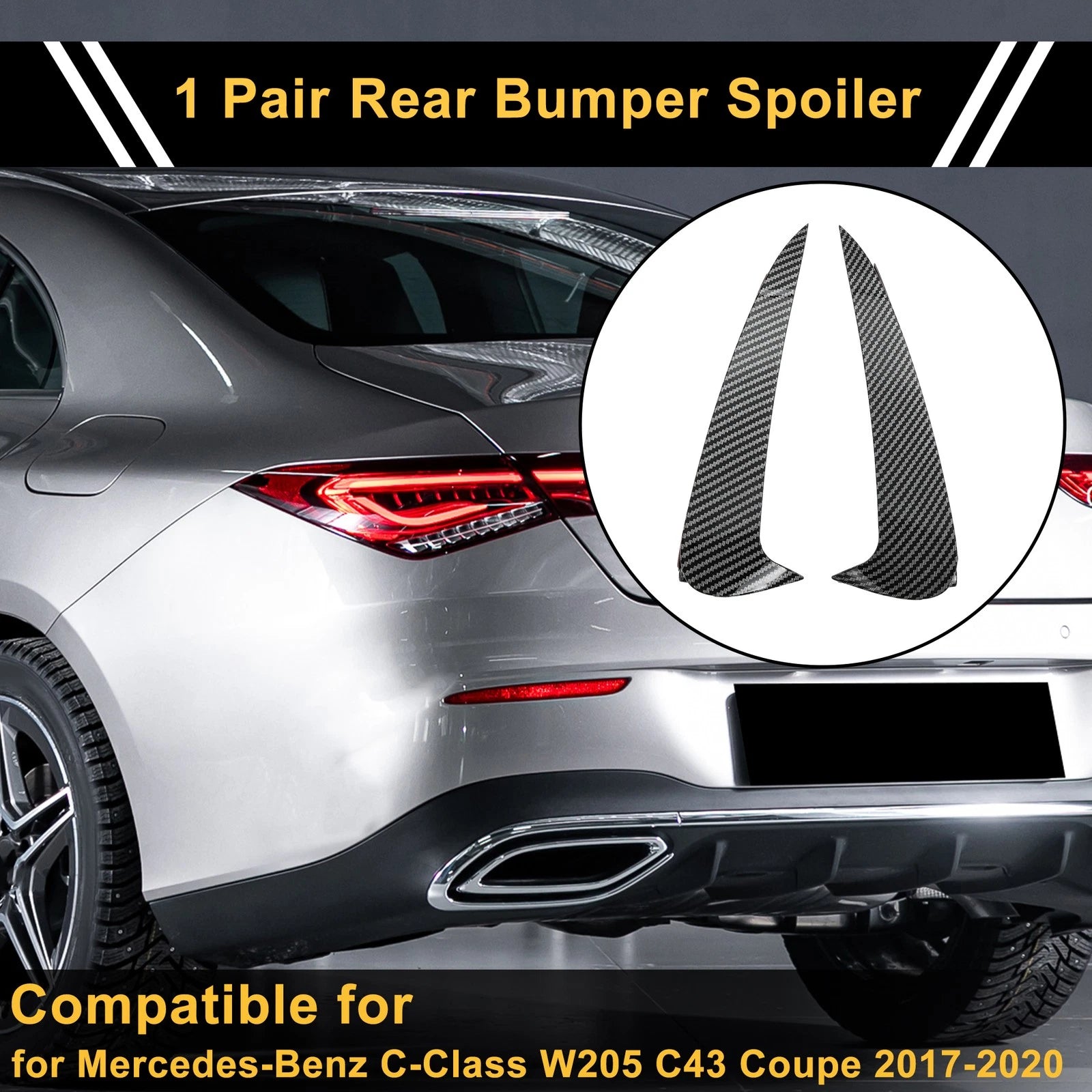 Rear Bumper Spoiler Pair Replacement for Mercedes-Benz C-Class W205 C43 (2015–2021)