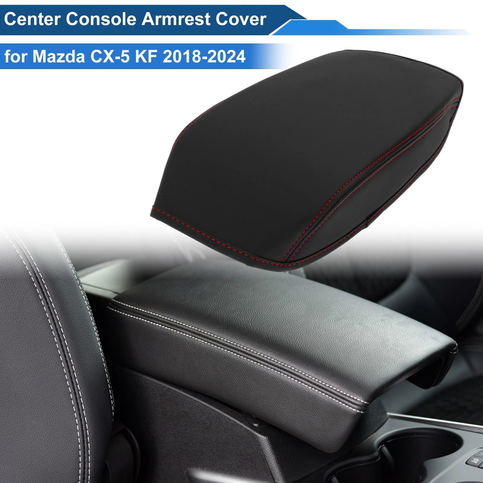 Armrest Cover for Mazda CX-5 (2018–2024) Anti-Scratch Black Red
