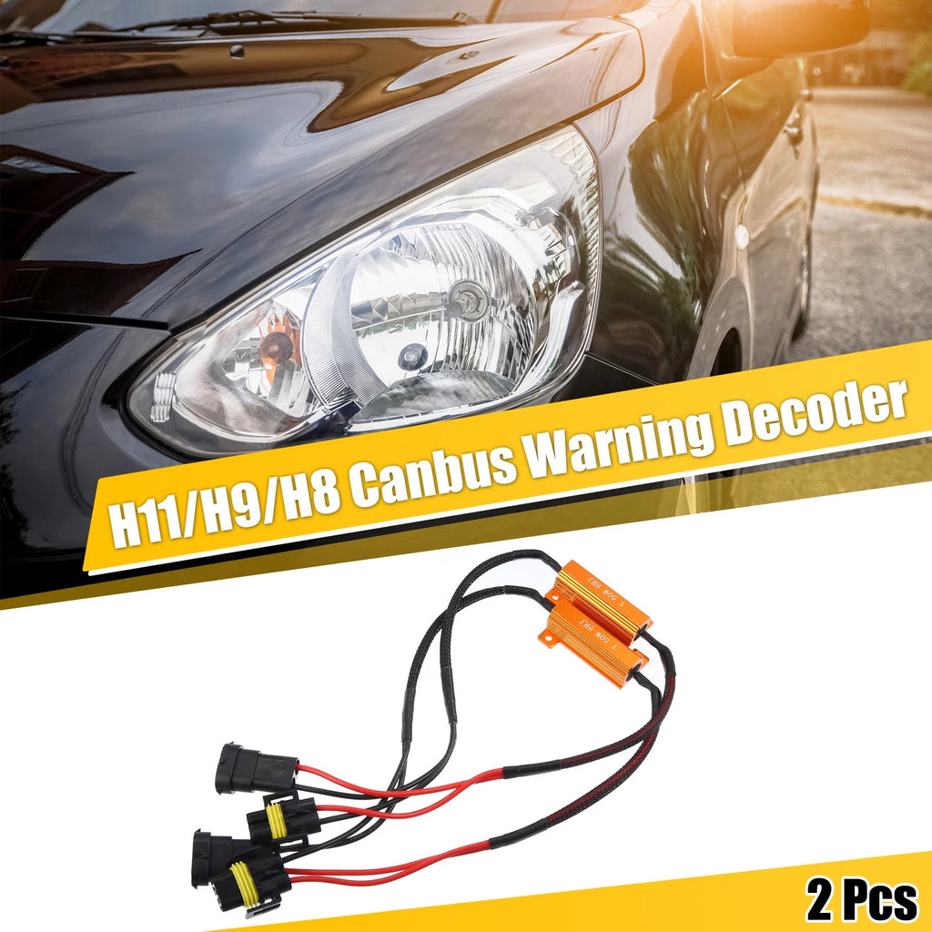 2X H11/H9/H8 LED Headlight Canbus Decoder Resistors for Universal Fit (2010–2023)
