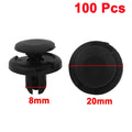 Door Push Rivet Retainer Clips Black Plastic for Honda (8mm) (100 Count)