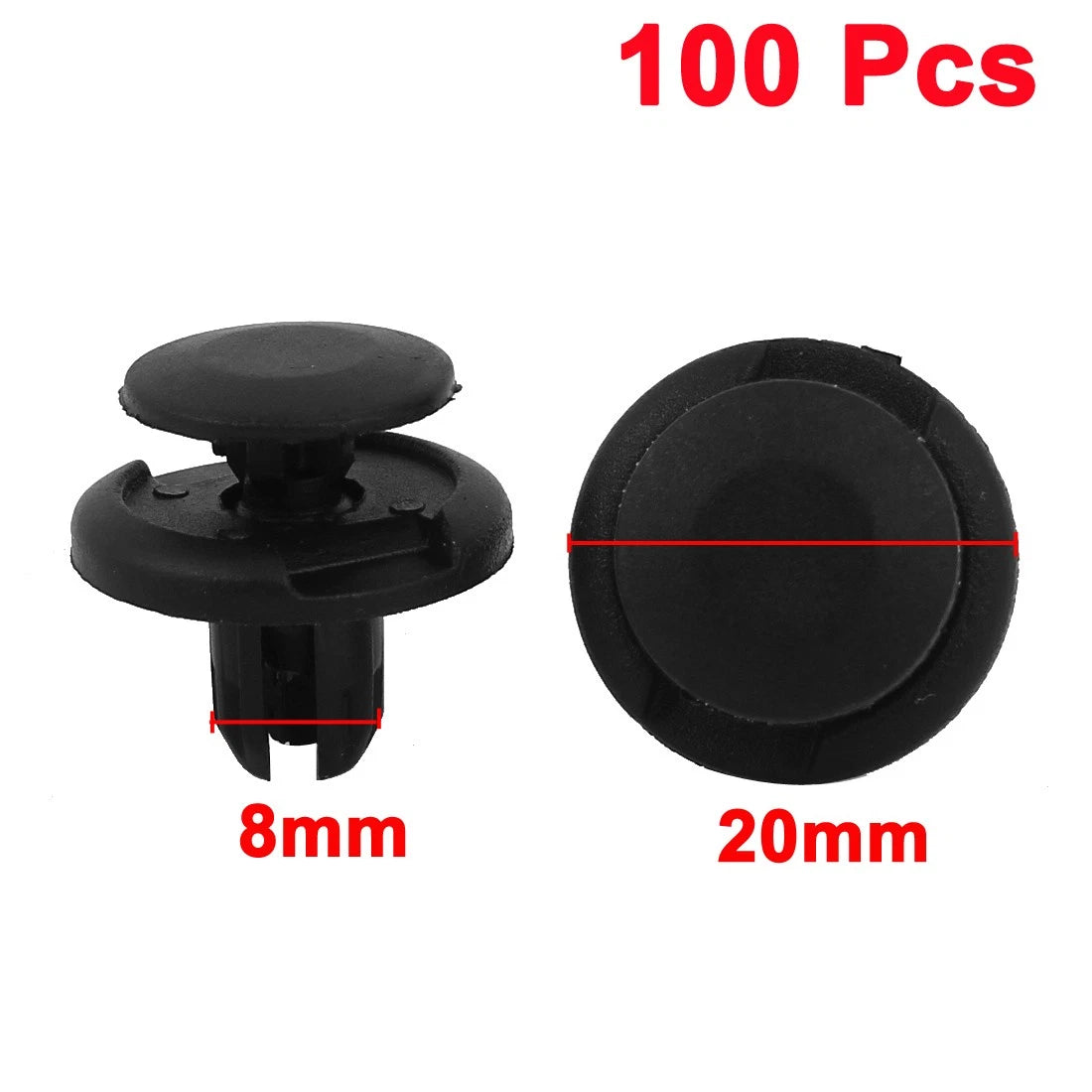 Door Push Rivet Retainer Clips Black Plastic for Honda (8mm) (100 Count)