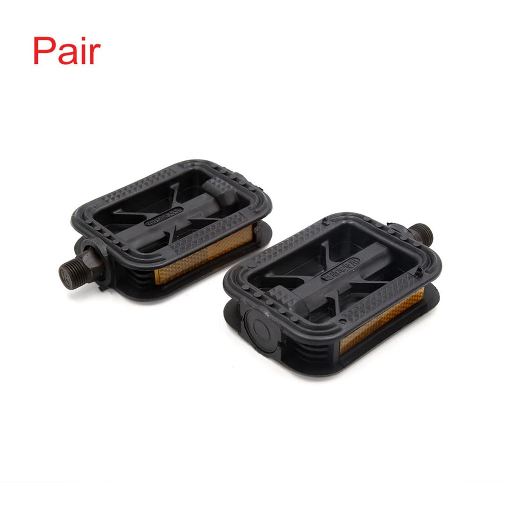 Anti Slip Flat Platform Pedals Black Plastic Pair for Bike Bicycle Cycling