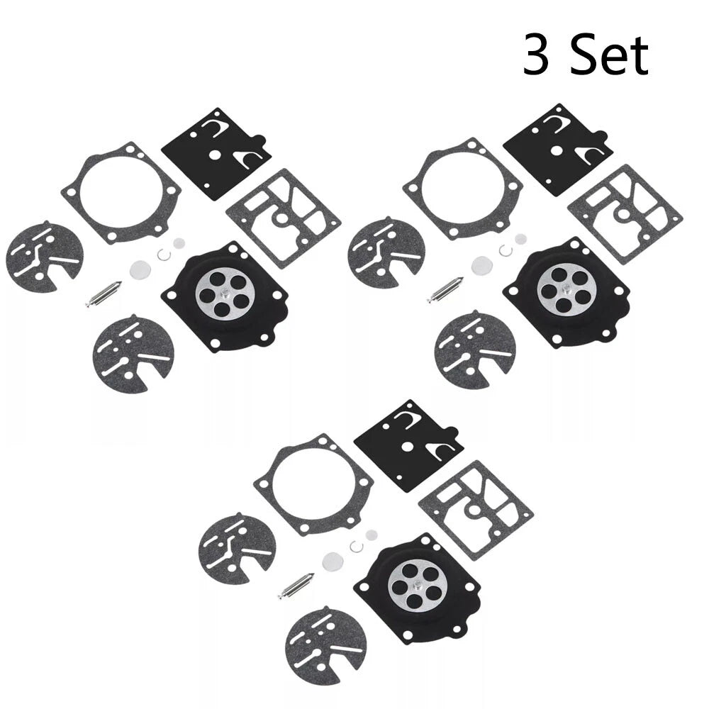 Set of 3 Carburetor Repair Kits for Walbro K10-HDC Husqvarna 44 140S 240S 444