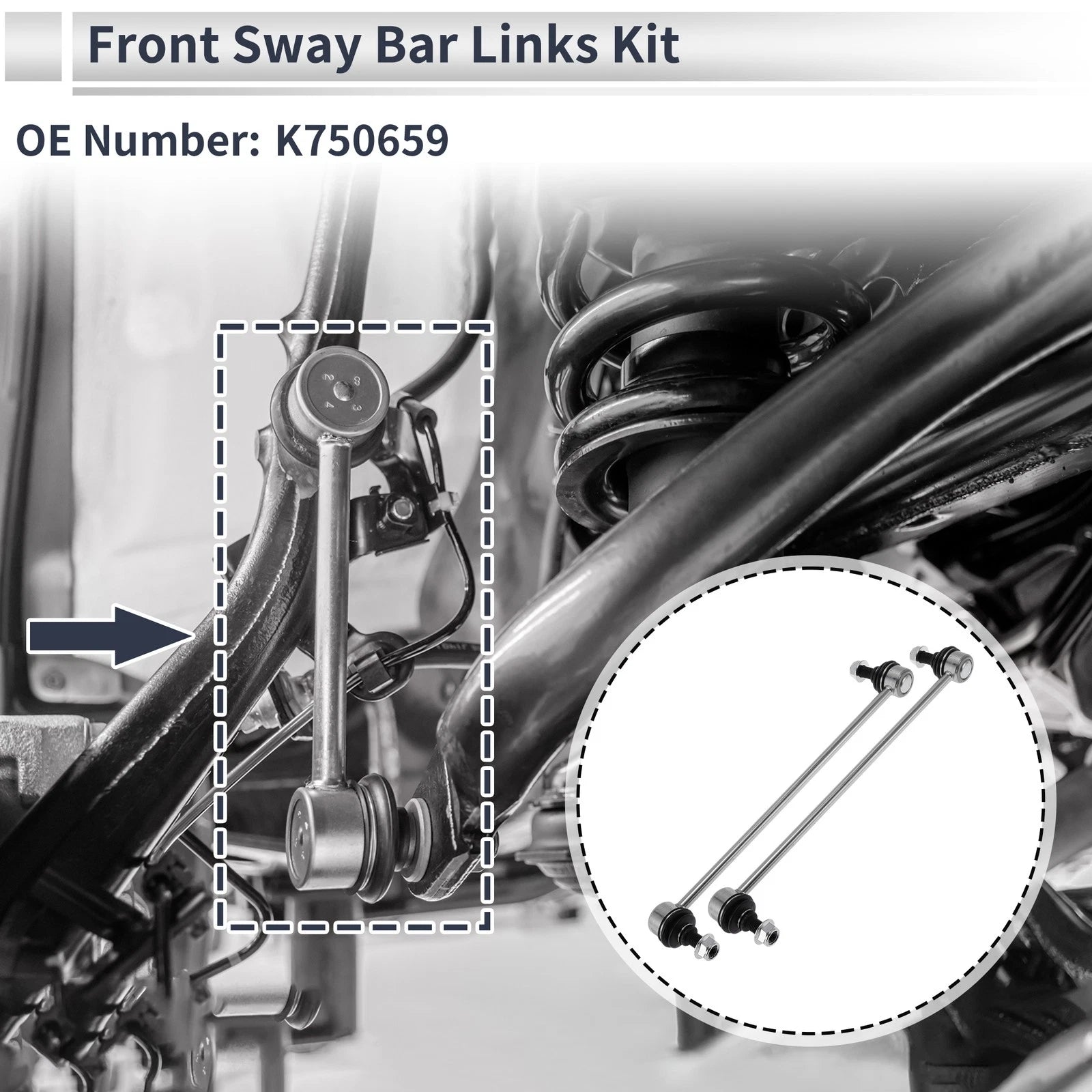 Front Stabilizer Bar Links Replacement No Bushing for Hyundai Santa Fe (2013–2018)