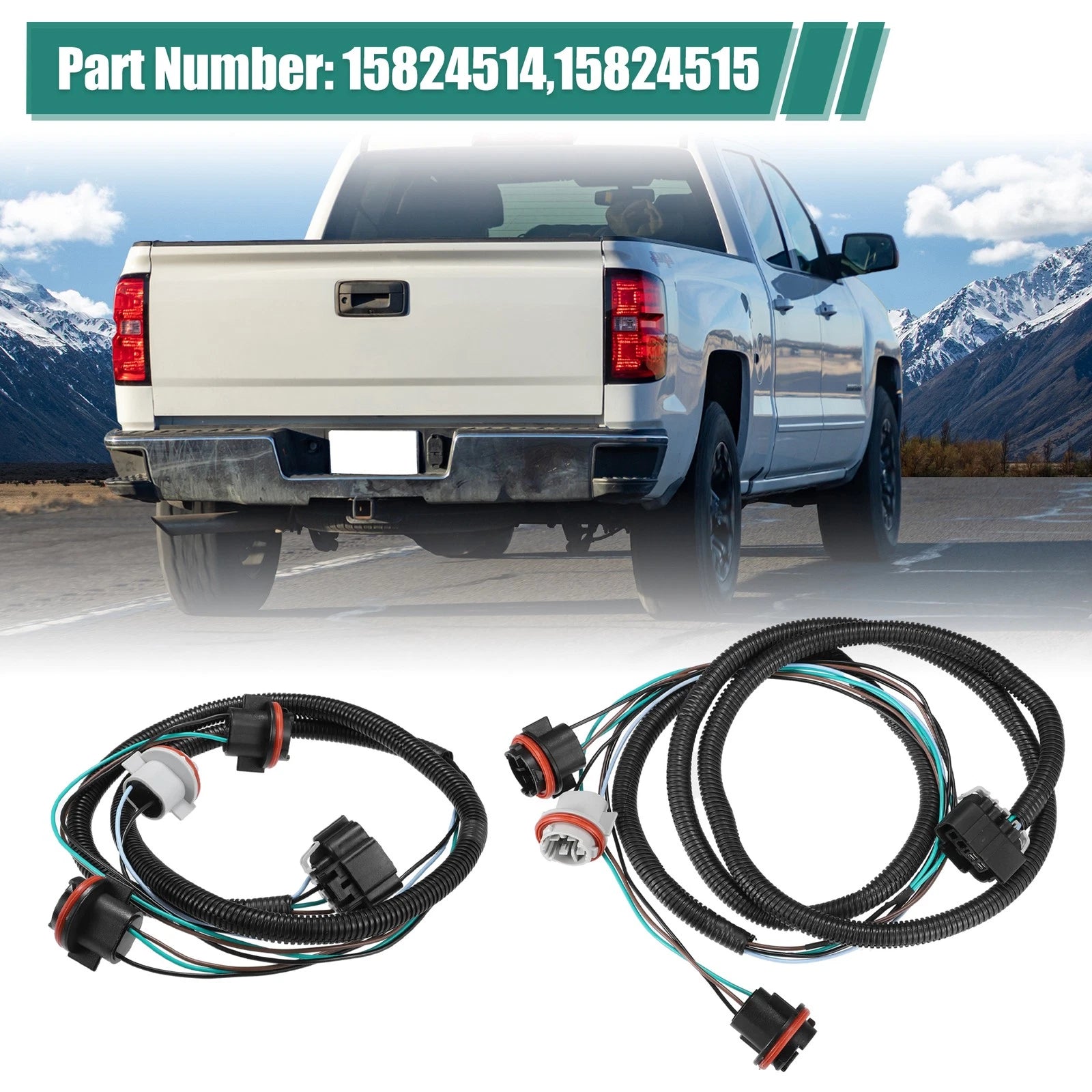 Tail Light Lamp Wiring Harness Pair Replacement for Chevrolet Silverado 1500 (2012–2013)