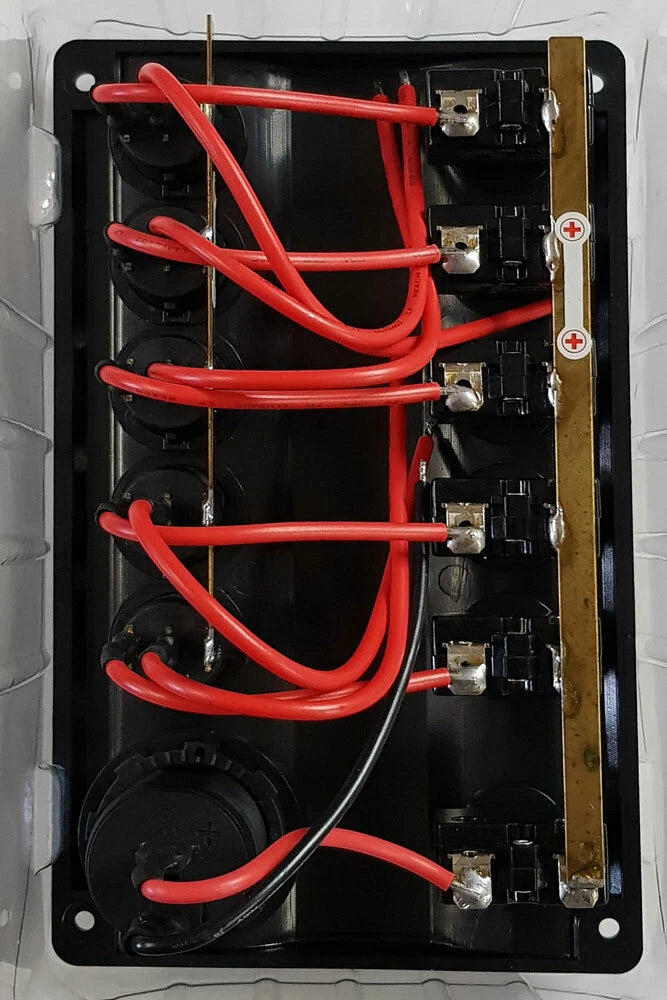 5 Gang LED Switch Panel with Circuit Breakers & Cigarette Socket for