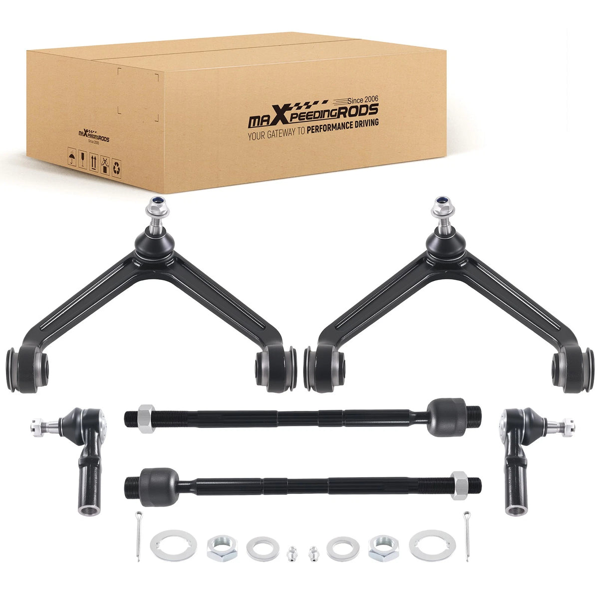 6pc Front Upper Suspension Control Arms Tie Rods for Dodge Ram 1500 (2002–2005)