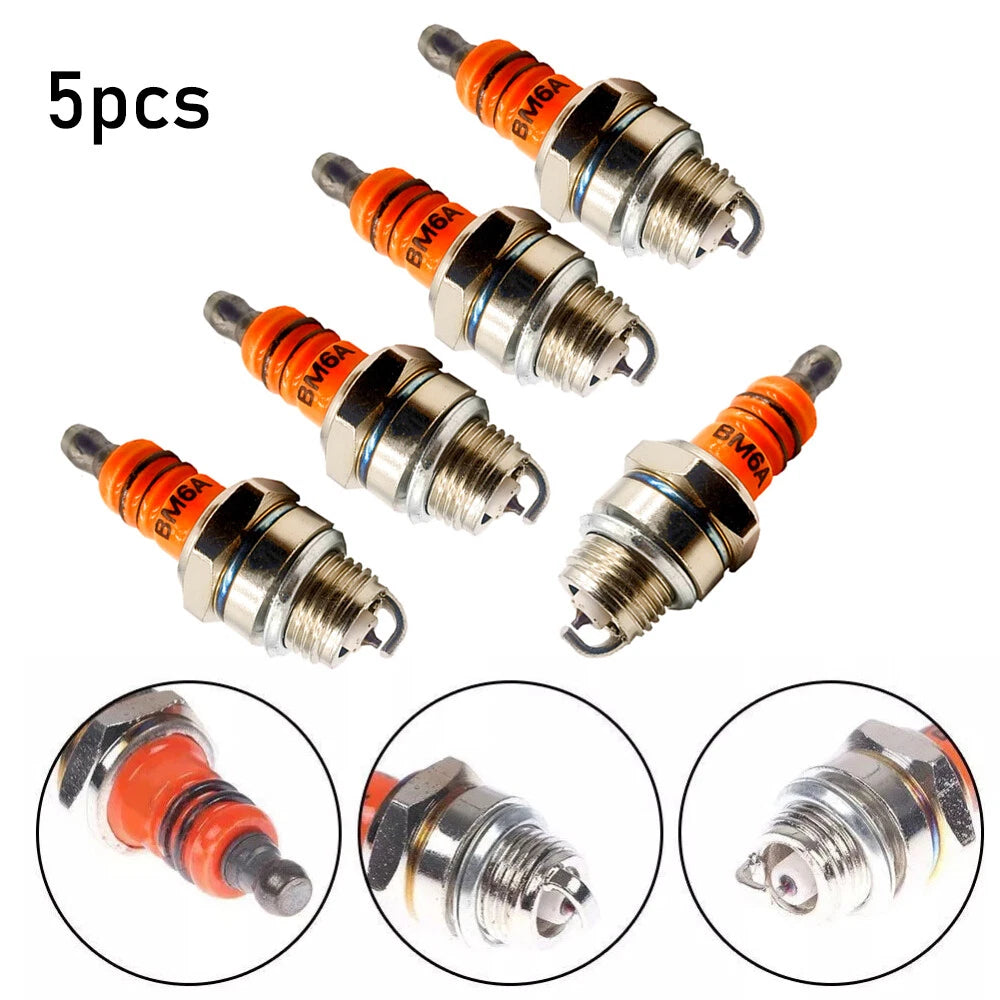 5Pcs BM6A Ceramic Spark Plug for M7/L7T/CJ8/1560 (Lawn Mower Chainsaw)