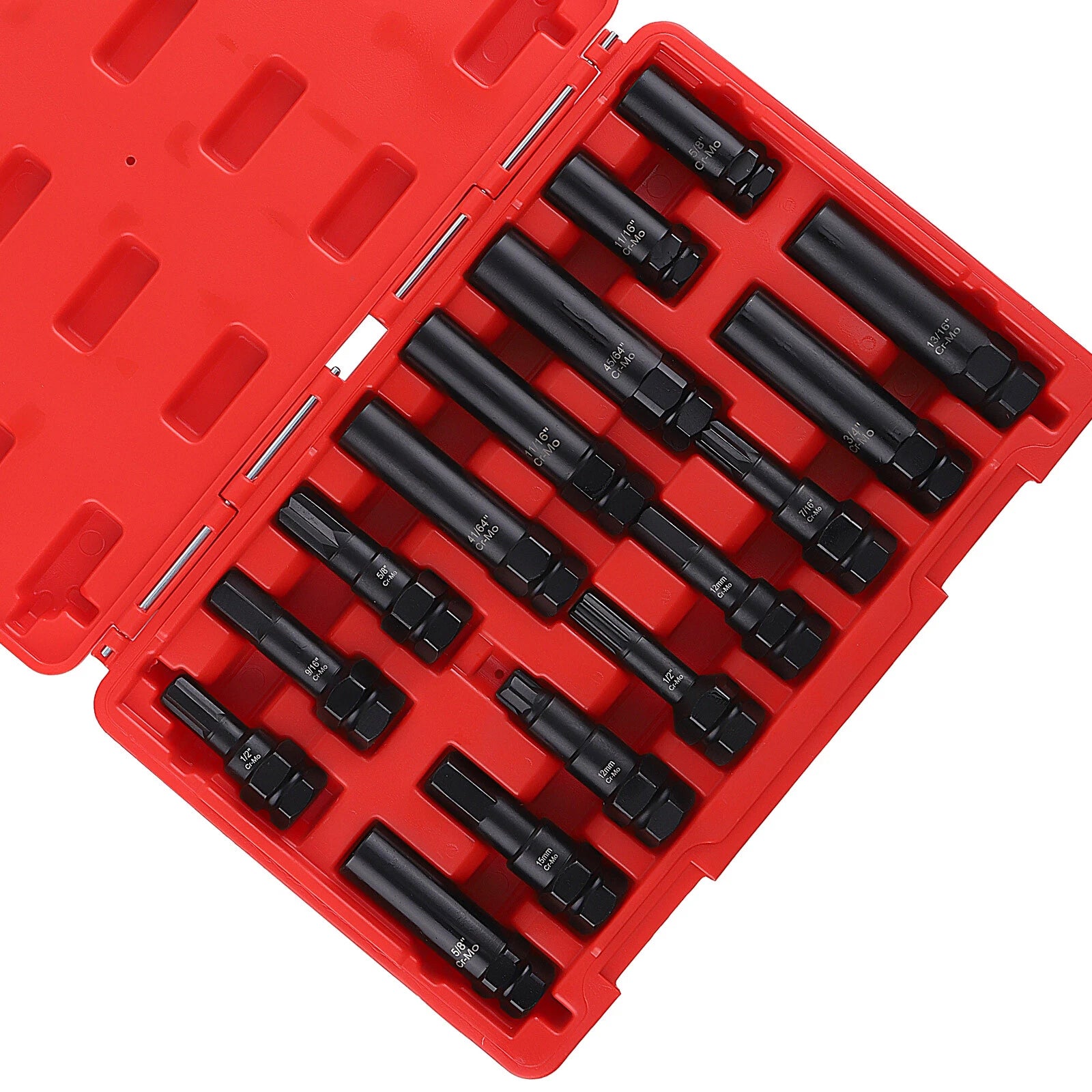 16-Piece Locking Lug Master Key Set for SAE and Metric Wheels