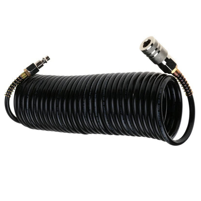 1/4" ID x 25FT Black Rubber Air Hose 200PSI with Quick Connect Fitting