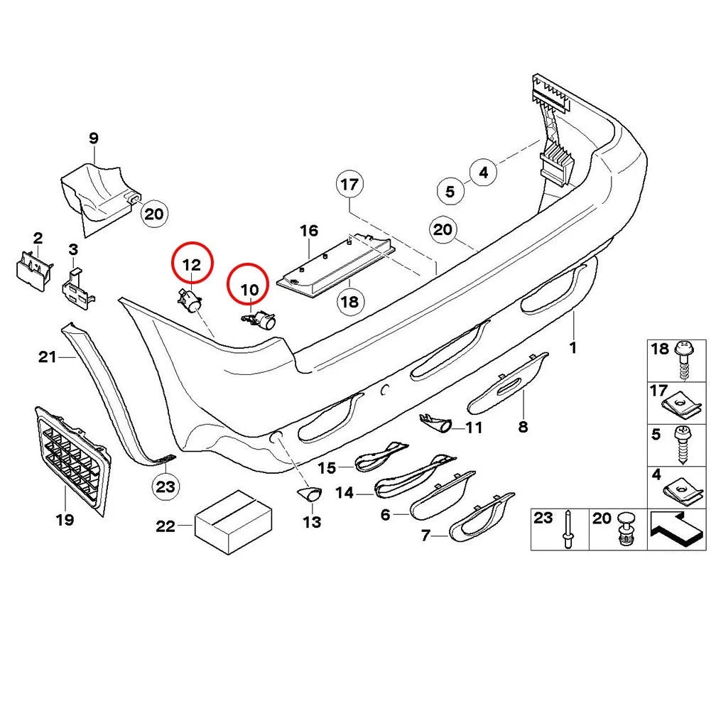 Rear Bumper Parking Sensor Holder for BMW X5 E53 (2000–2006) 51128408389