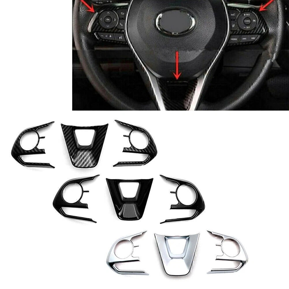 3pcs Matte Silver Steering Wheel Frame Cover Trim For Toyota Corolla 19-22 GZ