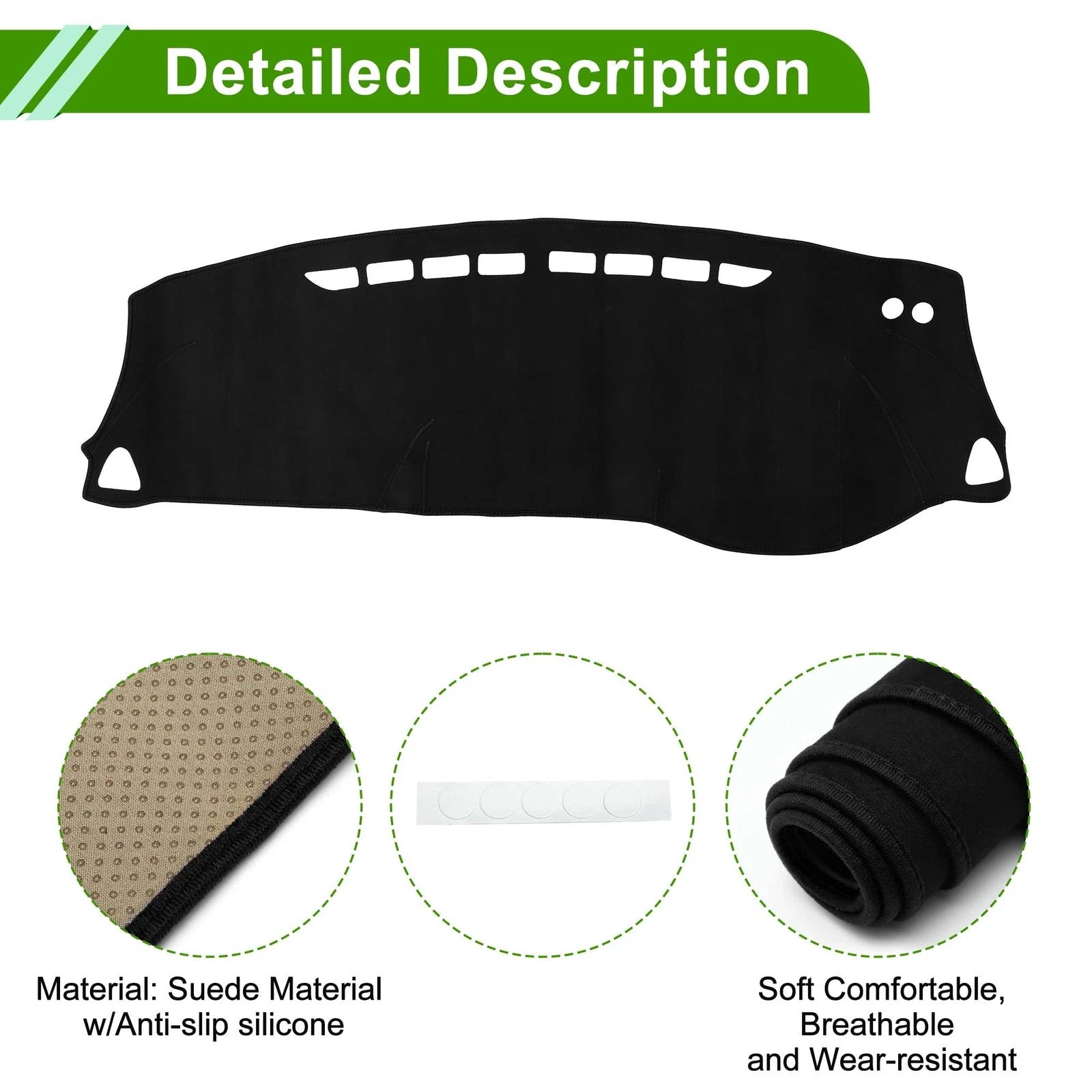 Dashboard Cover Mat for Nissan Kicks (2018–2020) Sun Protector Black