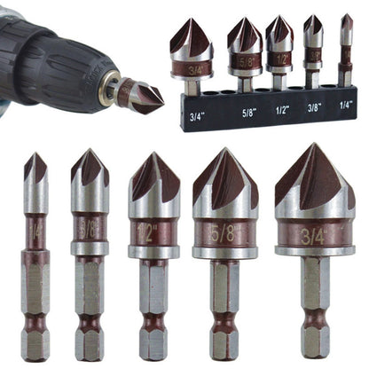 5pcs HSS Cobalt 82° Drill Bits Set for Assorted Applications (1/4"-3/4")