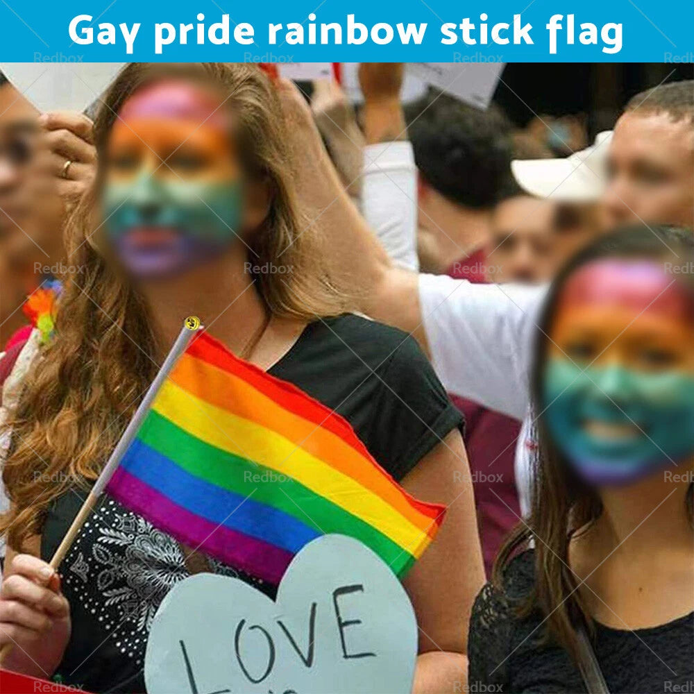 100x Mini Rainbow Flags for Pride Events (14x21cm)