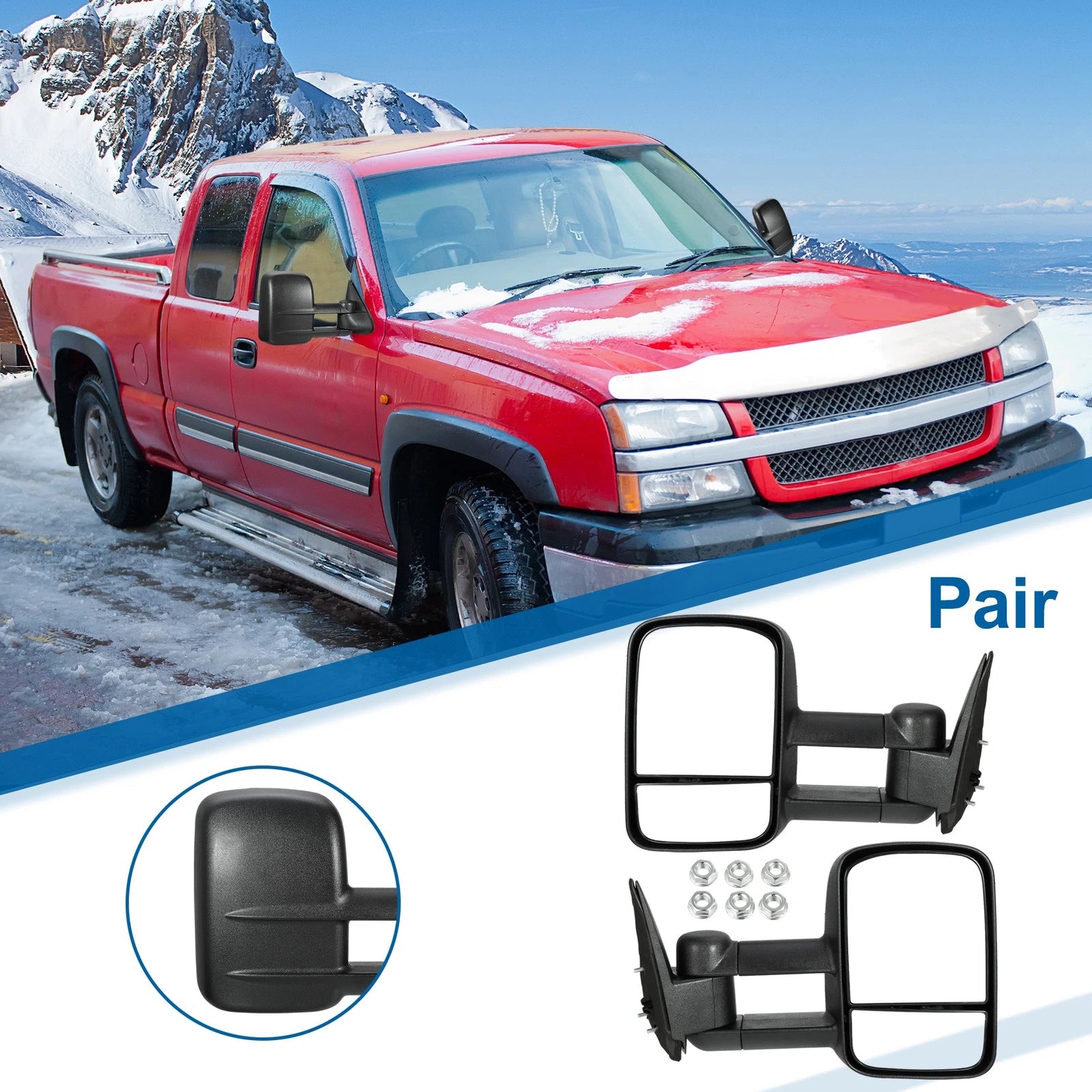 Pair Tow Mirrors Replacement for Chevy Silverado Avalanche Suburban for GMC (1999–2013)