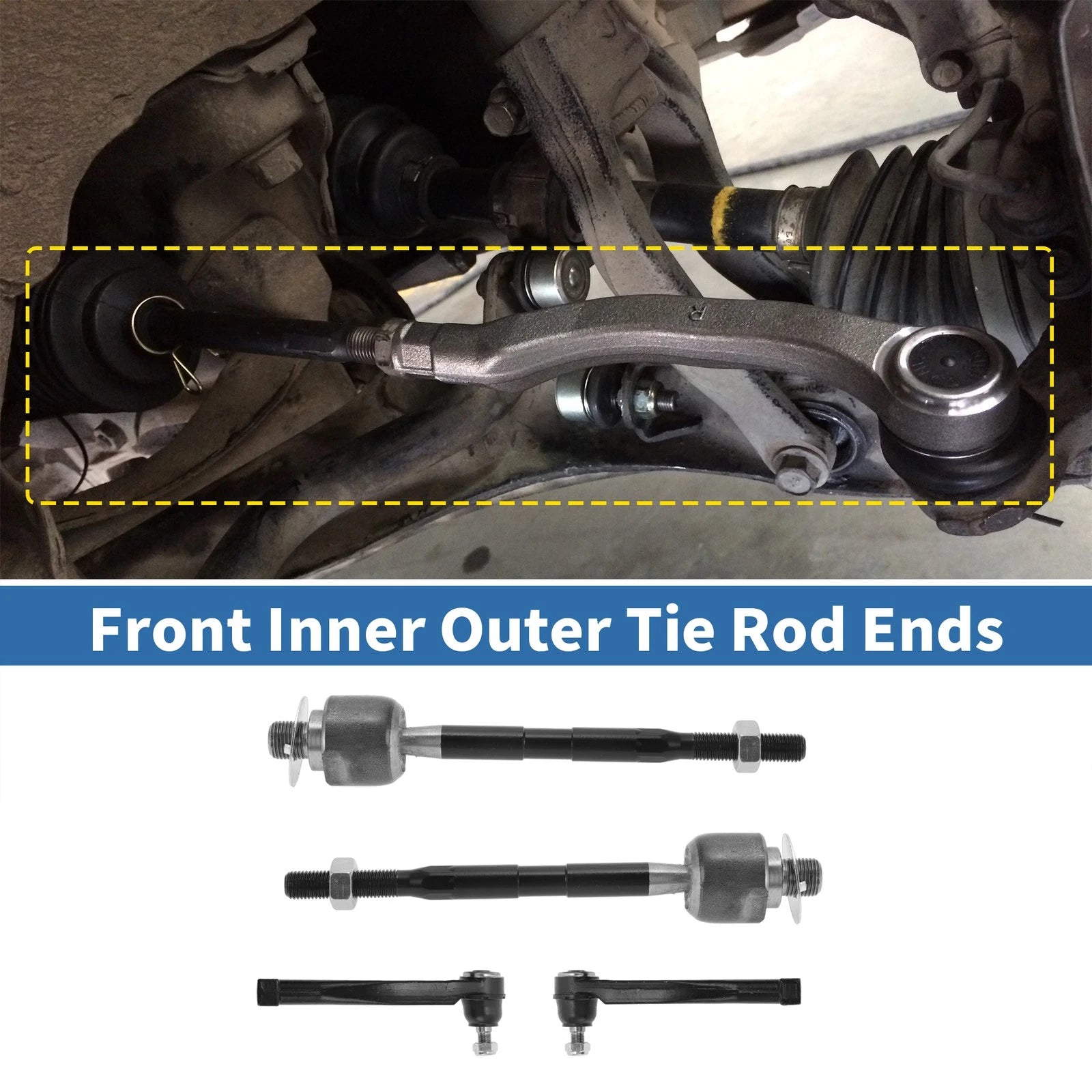 Inner Outer Tie Rod End Link Kit Front Set 4pcs for Suzuki Swift (2004–2009)