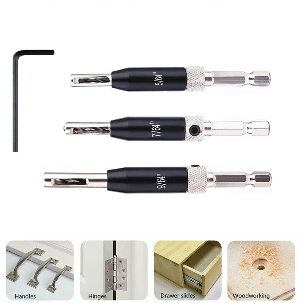 Set of 4 Hinge Drill Bits for Door and Cabinet Installation