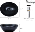 Ceramic Black Oval Vessel Sink with Pop Up Drain (15.7" x 13")