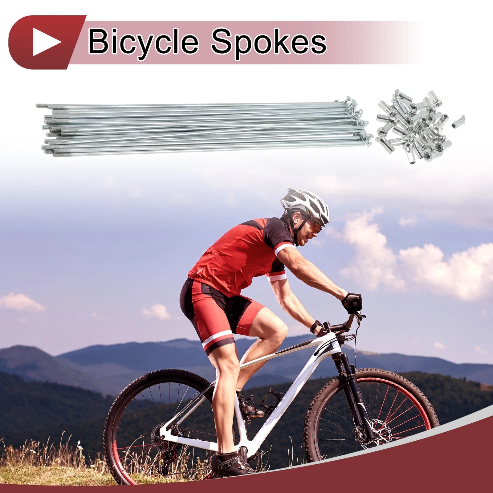 Bicycle Spokes 249 mm Galvanized Steel Replacement for 12G Bike Wheels (—)