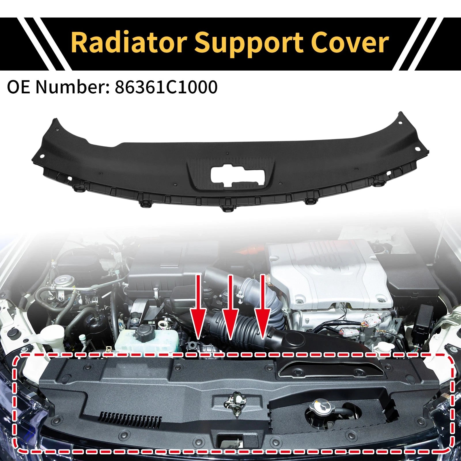 Radiator Support Cover Replacement for Hyundai Sonata (2015–2019) Black