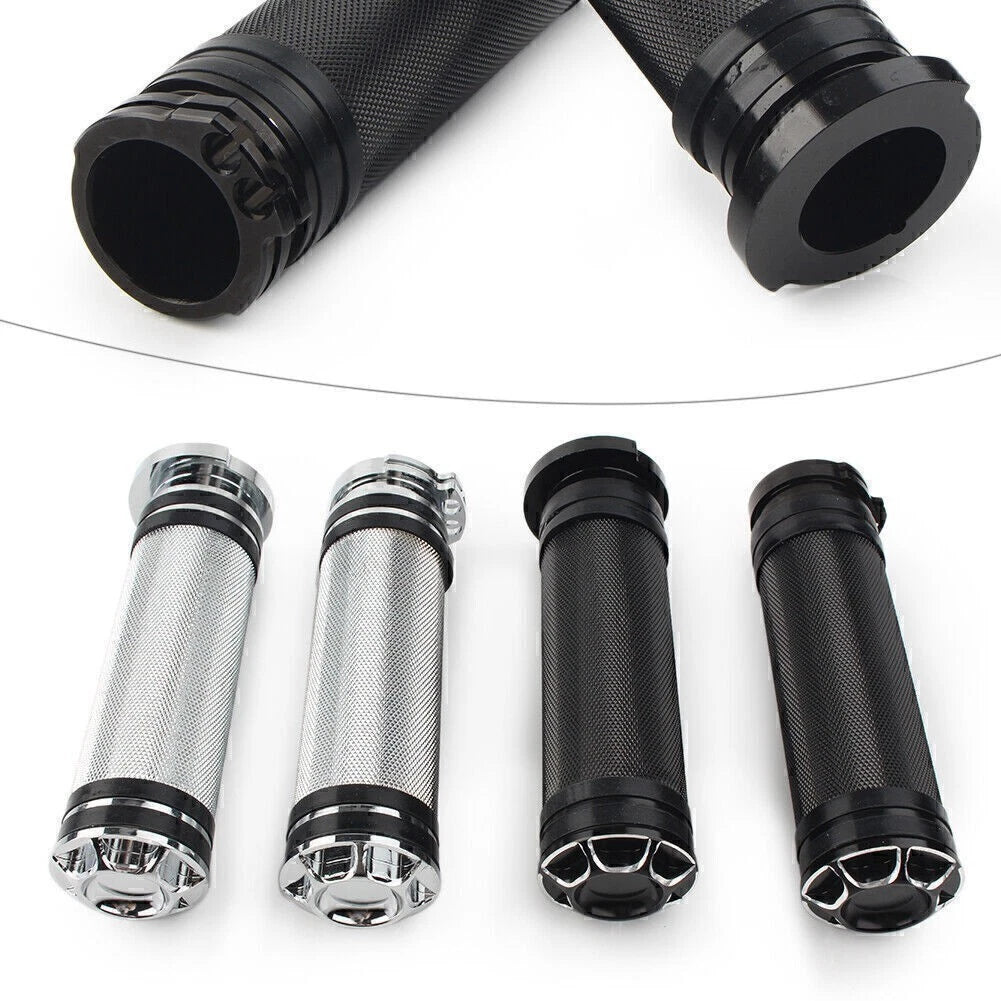 1" Billet Cut Handle Bar Hand Grips for Harley Sportster Touring Dyna Softail