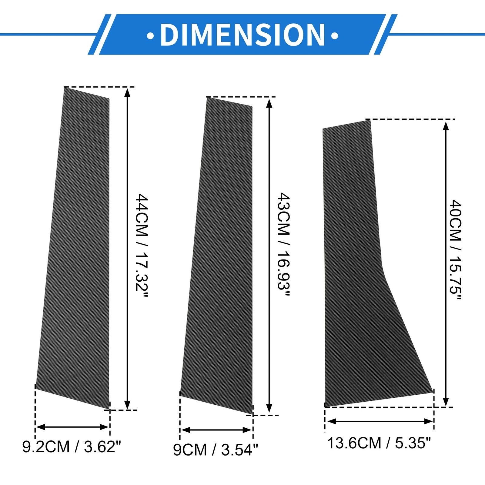 6 Pcs Door Pillar Window Trim for Mitsubishi (Carbon Fiber Pattern) (Black) (2000–2015)