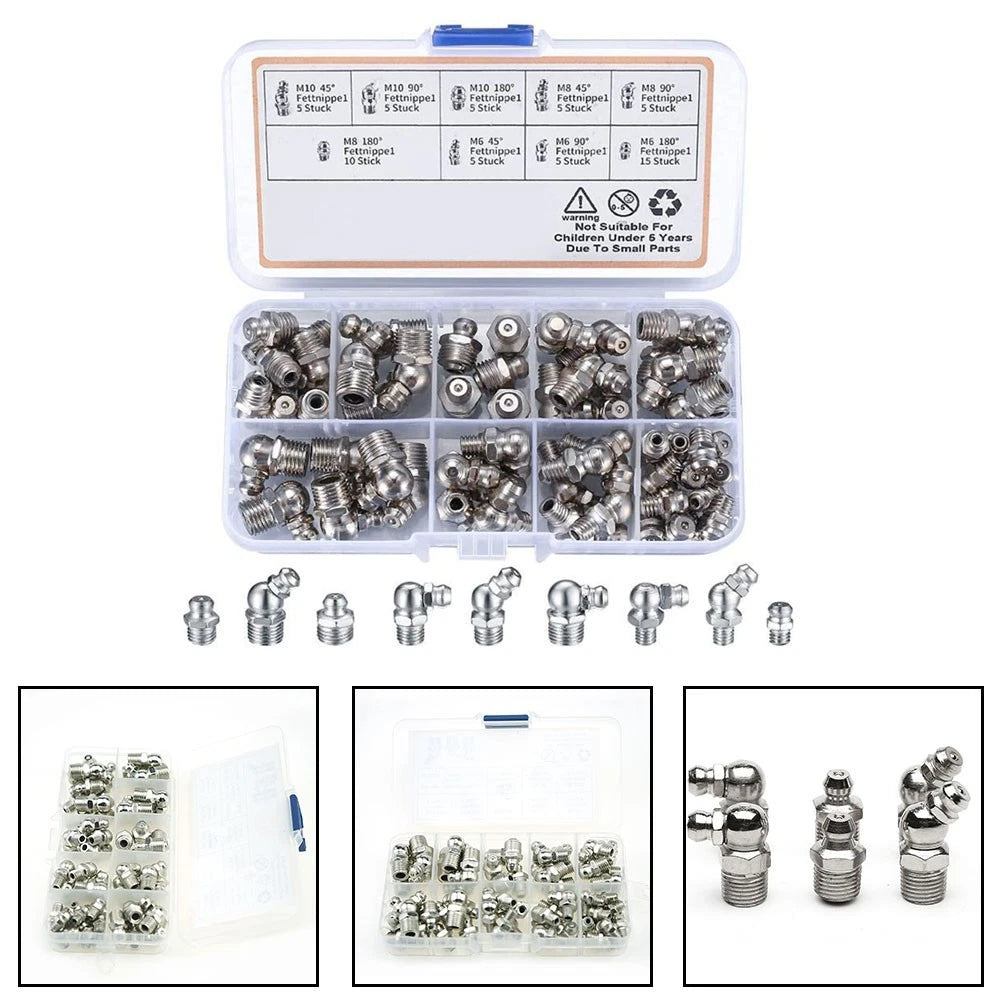 60 PCS Grease Zerk Nozzle Set for Efficient Lubrication Solutions