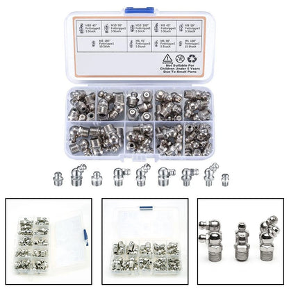 60 PCS Grease Zerk Nozzle Set for Efficient Lubrication Solutions