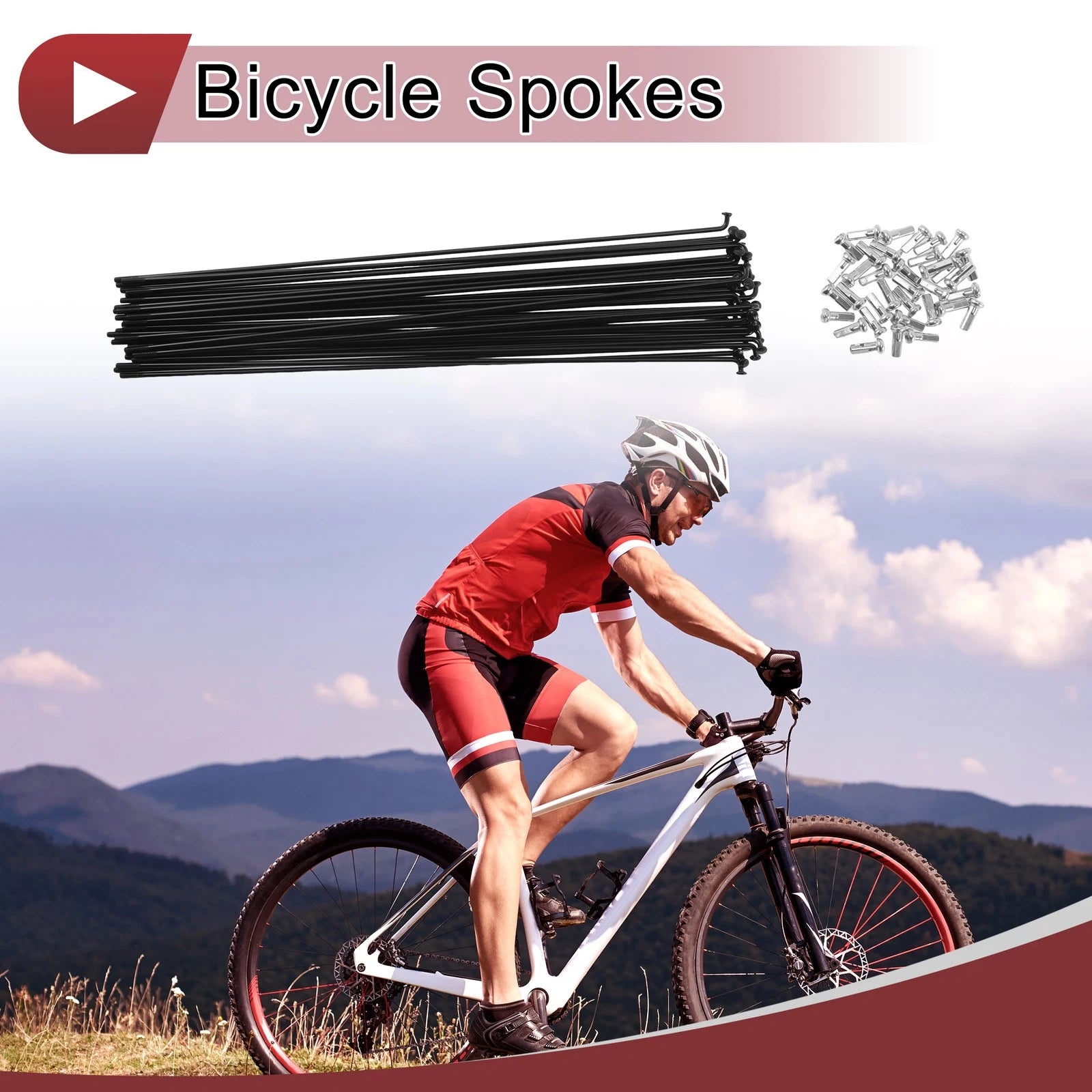 Bicycle Spokes Set 228 mm Steel Replacement for 14G (Fits Most Models)