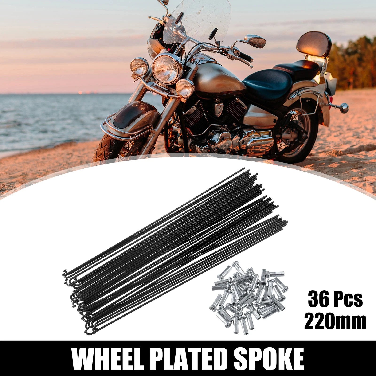 Bicycle Spokes Replacement Set 36 Pcs 14G 220mm with Nipples (Universal)