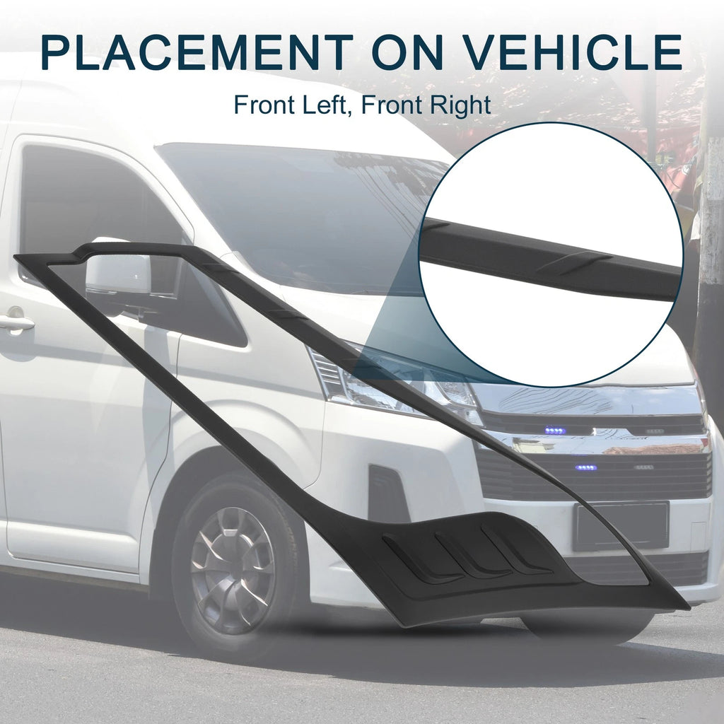 Pair Front Headlight Trim Bezel for Toyota Hiace Commuter (2019–2020) Black