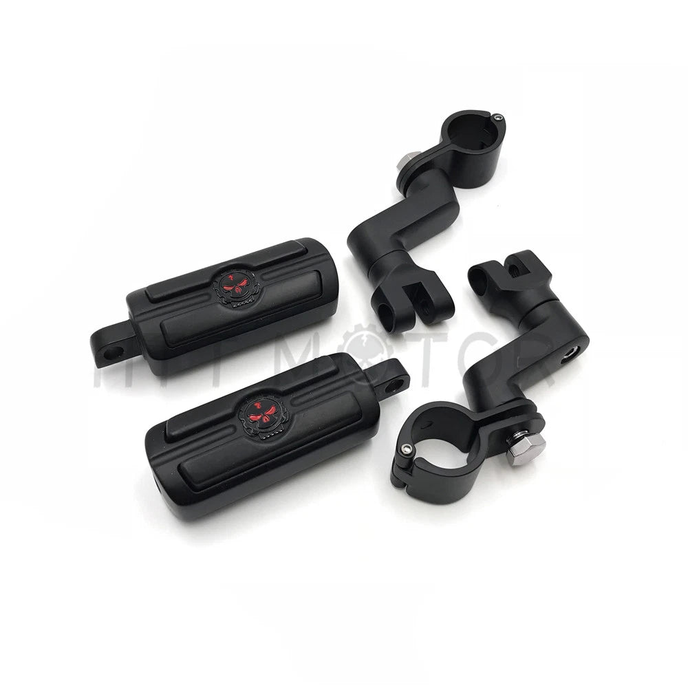 Gear Skull Foot Peg Mount for Harley (1.5" Black Engine Guard)