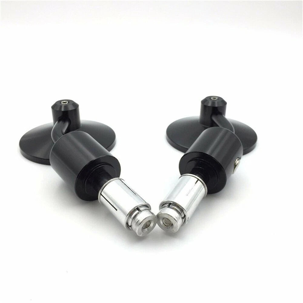 CNC Black Round Bar End Mirrors for 1" 25mm Handlebars