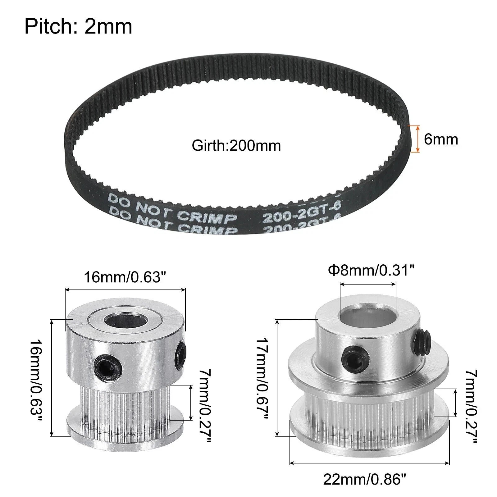 20 Tooth and 30 Tooth Timing Pulleys Set for (8mm Bore)