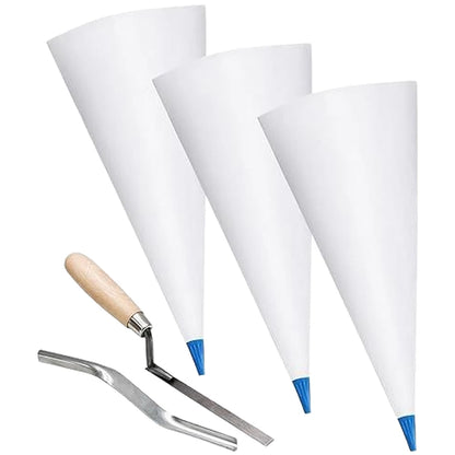 3PCS PVC Leather Grout Bags with Trowel and Leveling Tool for Masonry Projects