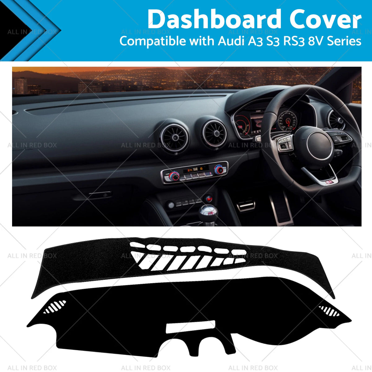 Dash Mat Dashboard Cover for Audi A3 S3 RS3 8V (2013–2018) Non Slip