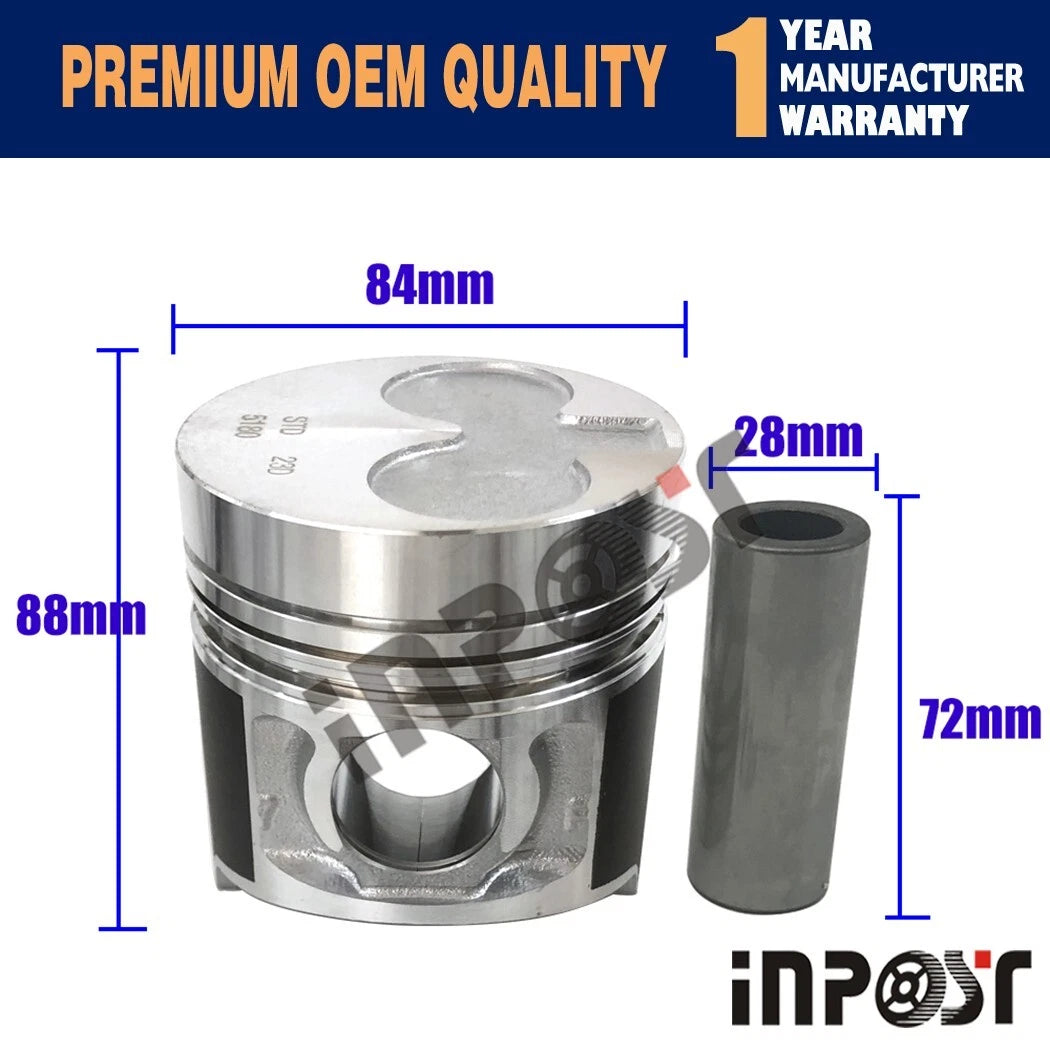 Set of 4 Piston Kit & Ring Set STD for Perkins 404D-22 404D-22T (–)