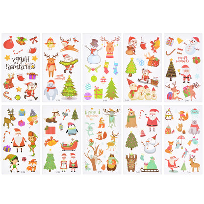 10 Sheets Waterproof Christmas Temporary Tattoos for Kids