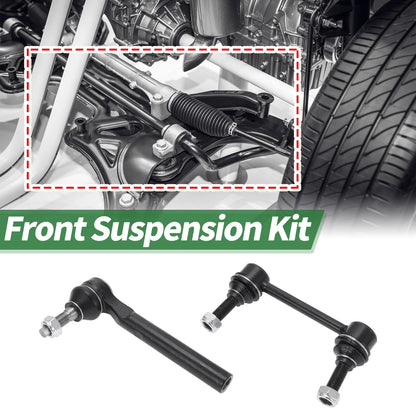 Set of 4 Front Suspension Kit Outer Tie Rod Ends & Sway Bar Link for Jeep