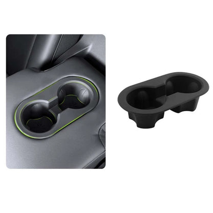 Rear Silicone Cup Holder Mat for Tesla Model Y (2025) Anti Skid Black