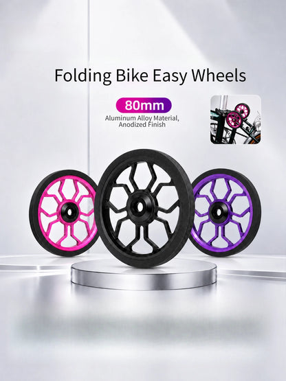 80mm Aluminum Wheels for Brompton Folding Bike - Quiet Rolling Performance