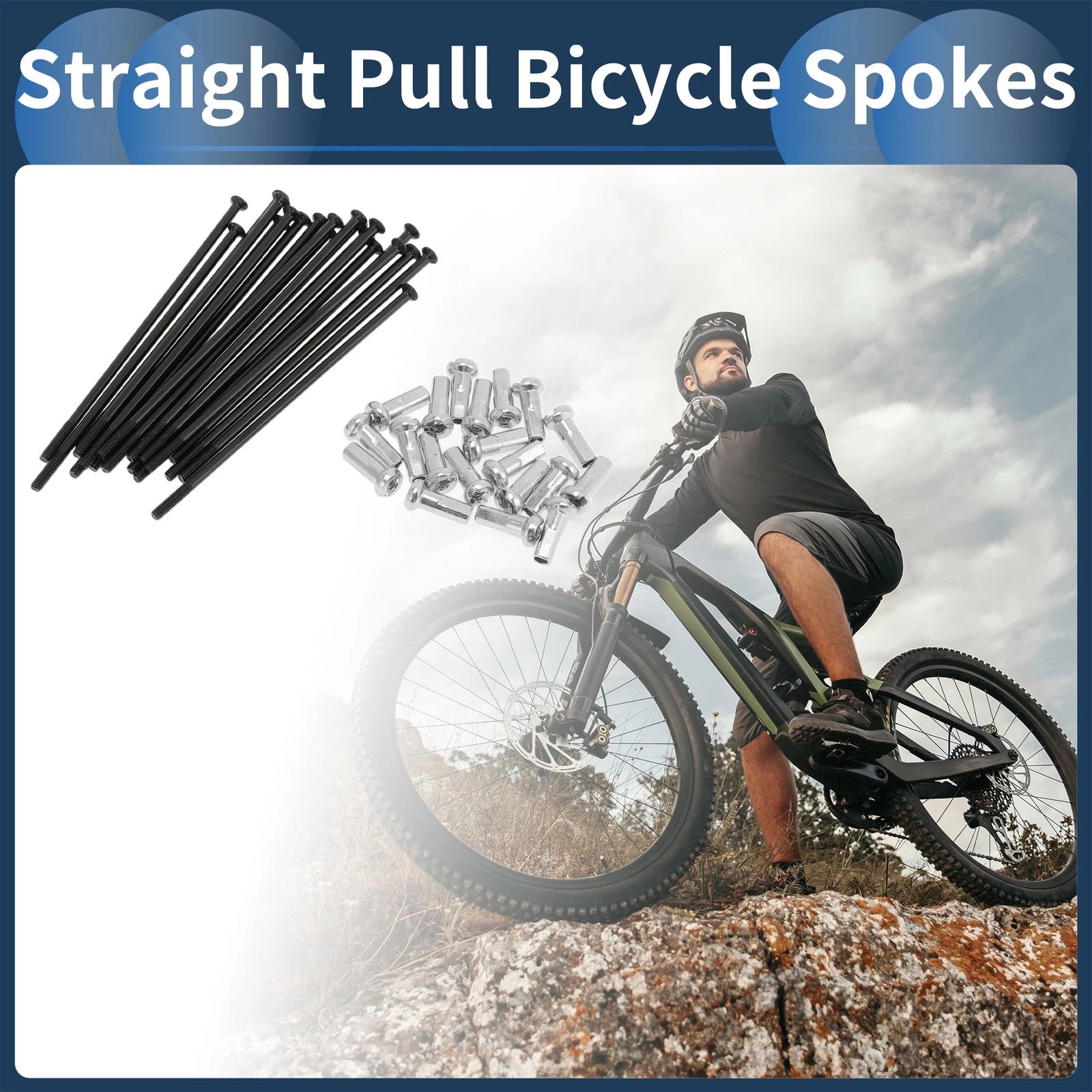 Set 20 Straight Pull Bicycle Spokes 67mm Carbon Steel for Black (67mm)