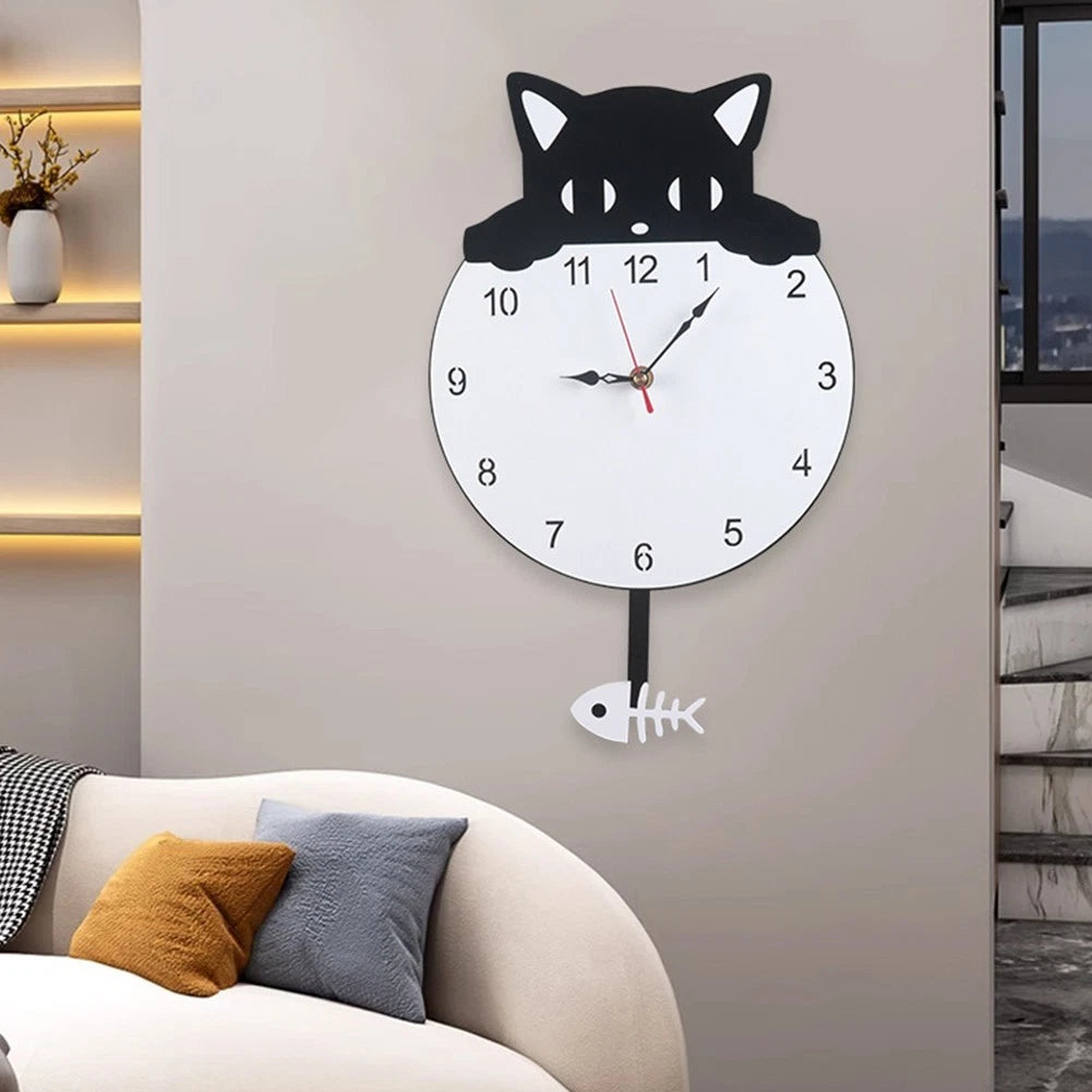 Decorative Black Cat Wall Clock for Peaceful Spaces