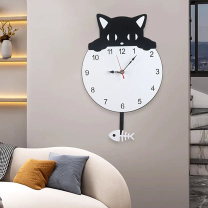 Decorative Black Cat Wall Clock for Peaceful Spaces