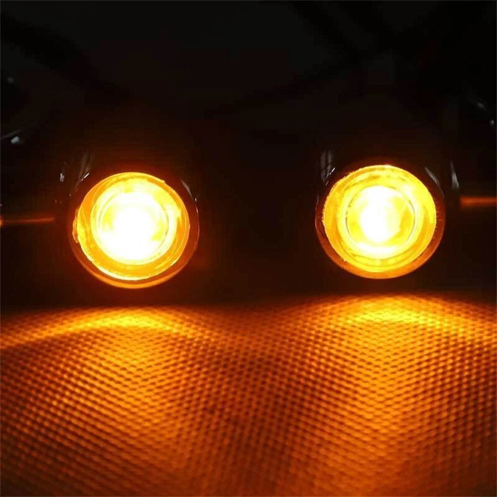 2X Chrome LED Turn Signal Lights for Motorcycle (41mm Fork Mount)