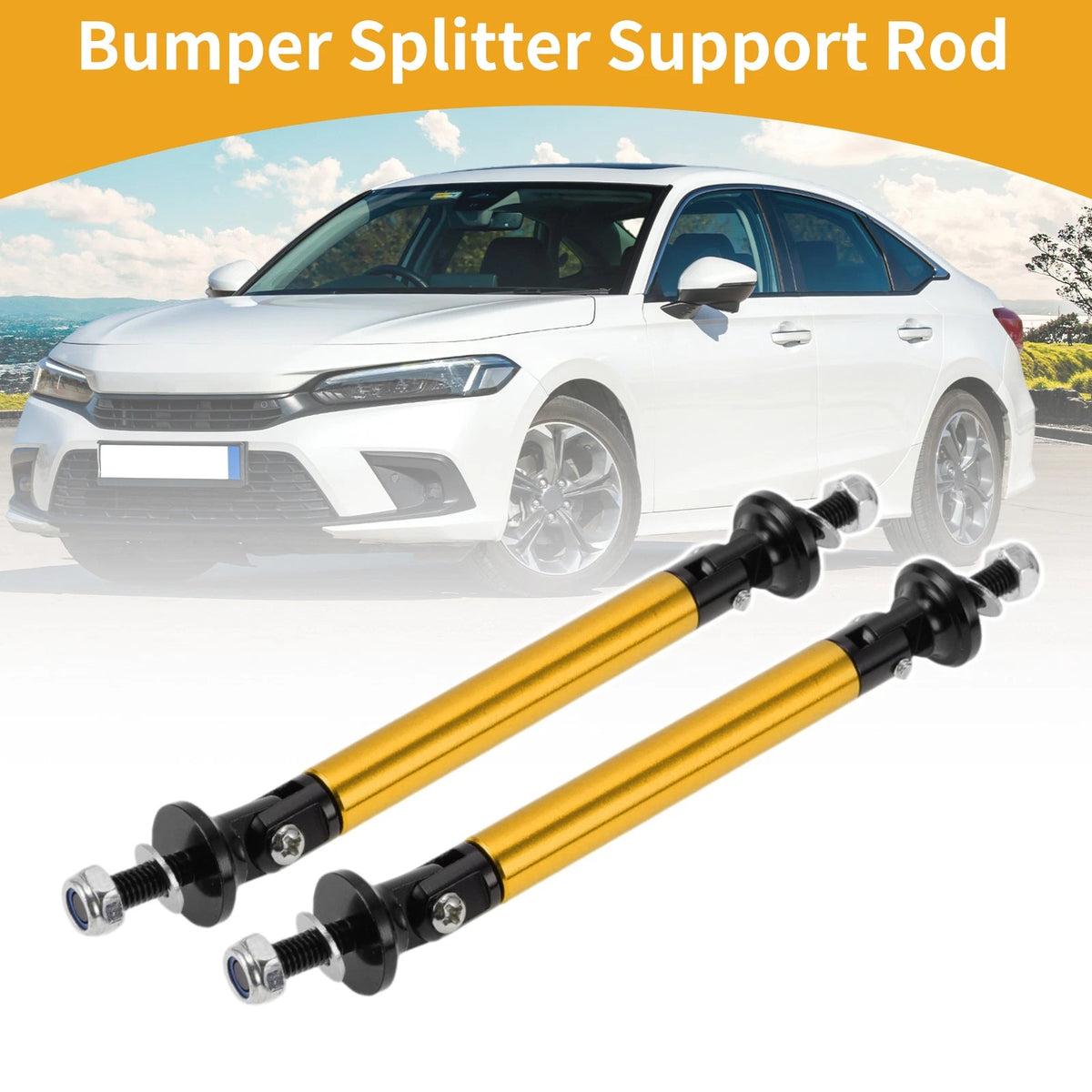 2X Adjustable Front Bumper Lip Splitter Strut Support Bars for