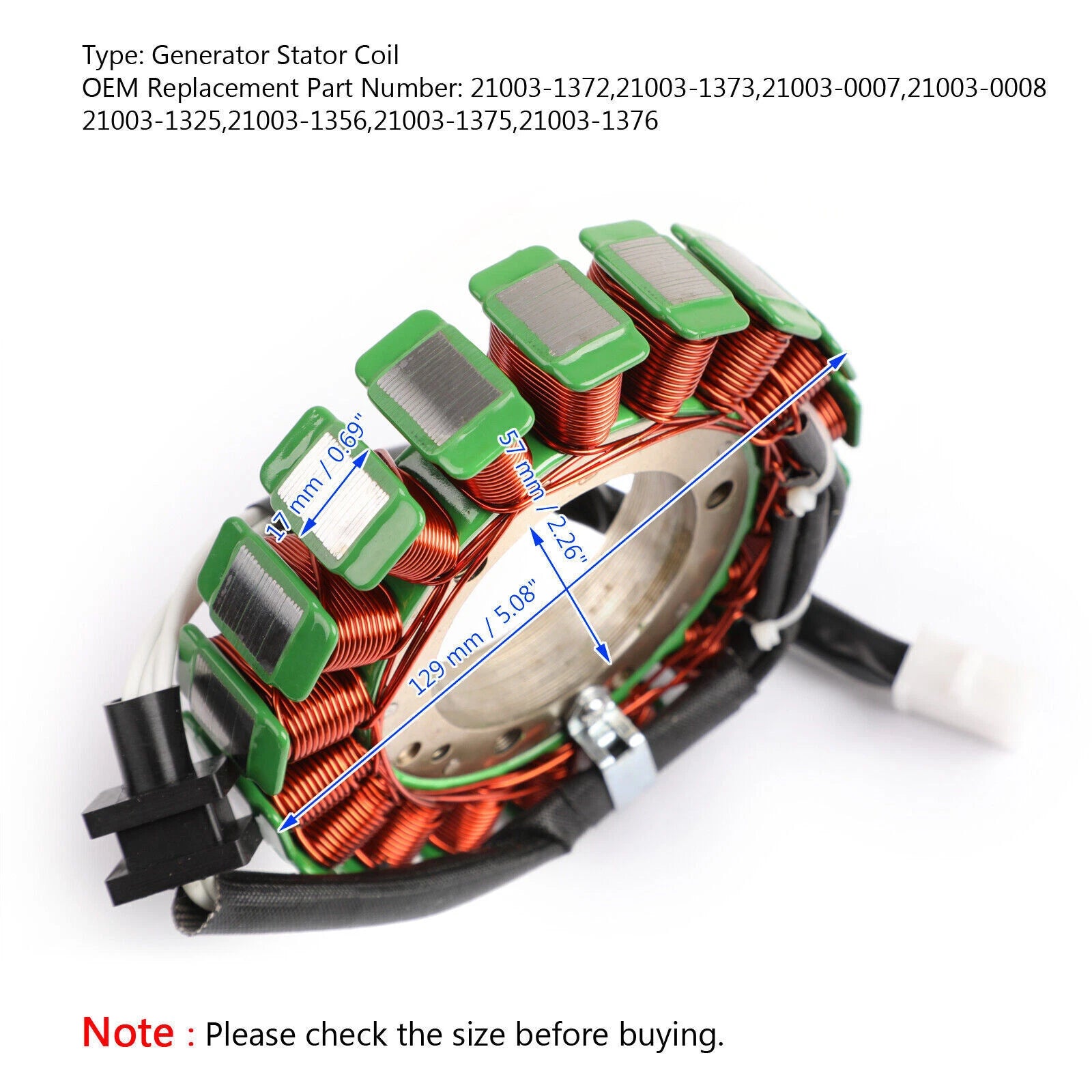 Magneto Stator Coil for Kawasaki VN1500 Classic (2000–2004), VN1600 Vulcan (2003–2008) T9